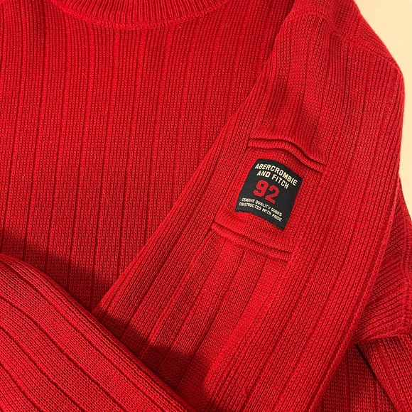 Vintage Abercrombie and Fitch Red Muscle Crew Sweater Medium - Picture 4 of 5